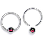 16G 3/8 Cherry Ball BCR Captive Ring Set of 4