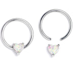 16G 3/8 Faux Opal Heart BCR Captive Ring Set of 4
