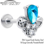 16G 5/16 Blue Gem Style Simplicity Labret Monroe Tragus
