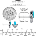 16G 1/4 Blue Gem Style Simplicity Labret Monroe Tragus