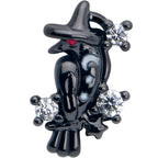 16G 1/4 Clear CZ Gem Black Raven Witch Labret Monroe Tragus