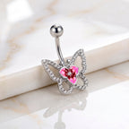 Clear Gem Fabulous Butterfly Pink Belly Ring