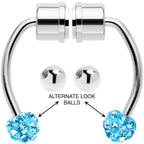 Blue Gem Magnetic Septum Ring Horseshoe Non-Pierced Fake Nose Ring Set
