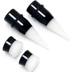 Black White Acrylic Glow in the Dark Taper Saddle Plug Set 8mm to 16mm Sizes