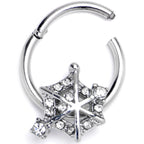 16G 3/8 Clear Gem Spiderweb Goth Hinged Segment Ring