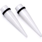 White Shimmer Acrylic Straight Taper Set 6mm to 20mm Sizes