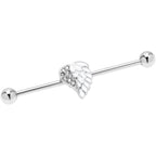 14G White Heavenly Heart Angel Wings Industrial Barbell 38mm