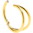 16G 3/8 Gold Tone Double Row Illusion Hinged Segment Ring