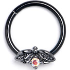 16G 3/8 Aurora Gem Black Beauty Bug Hinged Segment Ring