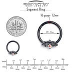 16G 3/8 Aurora Gem Black Beauty Bug Hinged Segment Ring