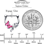 16G 5/6 Clear CZ Gem Butterfly Rose Flower Pink Cartilage Clicker