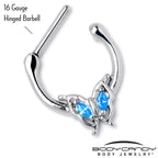 16G 5/16 Blue Gem Fancy Fab Butterfly Cartilage Clicker
