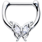 16G 5/16 Clear Gem Fancy Fab Butterfly Cartilage Clicker