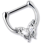 16G 5/16 Clear Gem Fancy Fab Butterfly Cartilage Clicker
