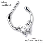 16G 5/16 Clear Gem Fancy Fab Butterfly Cartilage Clicker