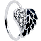 20G 5/16 Clear Gem Heavenly Heart Angel Wing Black Nose Hoop