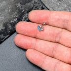 16G 5/16 Clear CZ Gem Butterfly Rose Blue Internally Threaded Labret