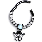 16G 3/8 Blue Synthetic Opal Black Butterfly Hinged Segment Ring