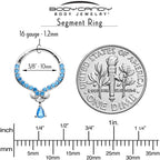16G 3/8 Blue CZ Gem Elegant Curves Dangle Hinged Segment Ring