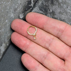 16G 3/8 Clear CZ Gem Gold Hue Elegant Curves Dangle Hinged Segment Ring