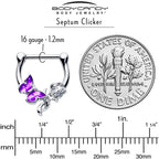 16G 5/6 Clear Gem Butterfly Rose Flower Purple Cartilage Clicker