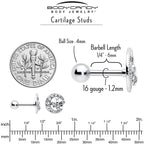 16G 1/4 Clear Gem Lunar Dragonfly Cartilage Tragus Earring