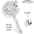 16G 5/16 Clear Gem Lunar Dragonfly Curved Eyebrow Ring