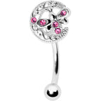 16G 5/16 Pink Gem Lunar Dragonfly Curved Eyebrow Ring