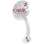 16G 5/16 Pink Gem Lunar Dragonfly Curved Eyebrow Ring