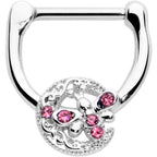 16G 5/16 Pink Gem Lunar Dragonfly Cartilage Clicker
