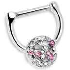 16G 5/16 Pink Gem Lunar Dragonfly Cartilage Clicker