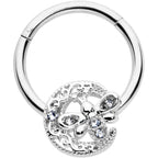 16G 3/8 Clear Gem Lunar Dragonfly Hinged Segment Ring