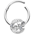 16G 3/8 Clear Gem Lunar Dragonfly Hinged Segment Ring