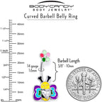 Clear CZ Gem Butterfly Love Bug Heart Flower Double Mount Belly Ring