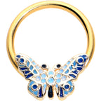 16G 3/8 Gold Tone Evening Butterfly BCR Captive Ring