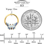 16G 3/8 Gold Tone Evening Butterfly BCR Captive Ring