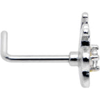 20G 7mm Clear CZ Gem Butterfly Love Bug L Shape Nose Ring