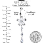 Clear Gem Retro Flower Glamour Dangle Belly Ring