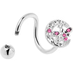 Pink Gem Lunar Dragonfly Spiral Twister Belly Ring