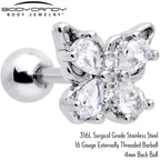 16G 1/4 Clear Gem Baroque Beauty Butterfly Cartilage Tragus Earring