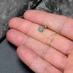 16G 1/4 Clear Gem Heavenly Heart Angel Wing Blue Cartilage Earring