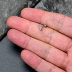 16G 1/4 Clear Gem Heavenly Heart Angel Wing Pink Cartilage Earring