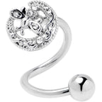 Clear Gem Lunar Dragonfly Spiral Twister Belly Ring