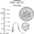 Clear Gem Lunar Dragonfly Spiral Twister Belly Ring