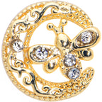 20G 7mm Clear Gem Gold Tone Lunar Dragonfly L Shape Nose Ring