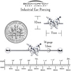 14G Clear Gem Fancy Fab Butterfly Industrial Barbell 38mm