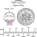 16G 3/8 Pink Gem Baroque Beauty Butterfly Hinged Segment Ring