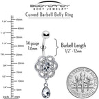Clear Gem Celtic Knot Elegance Dangle Belly Ring