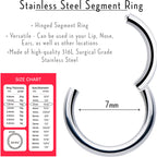 16G 7mm 316L Surgical Steel Precision Hinged Segment Hoop