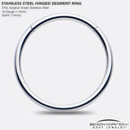 16G 13mm 316L Surgical Steel Precision Hinged Segment Hoop